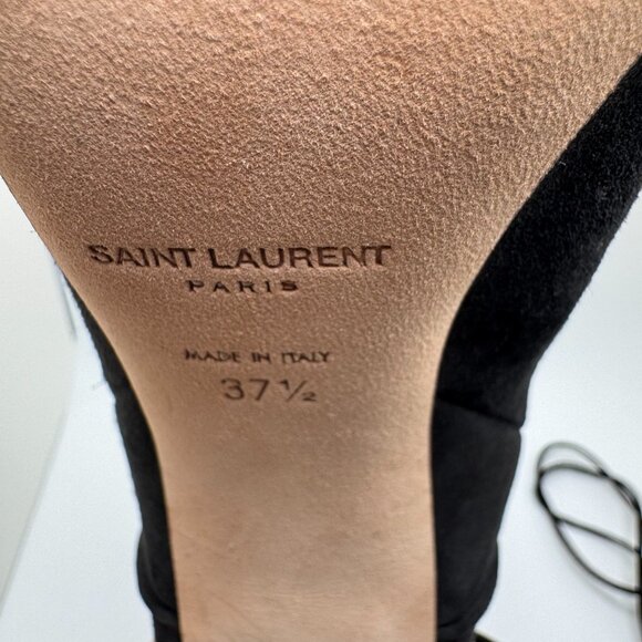 Saint Laurent YSL Meurice 105 Thigh High Boots Tassel Suede Leather Black W 37.5 - Picture 12 of 16